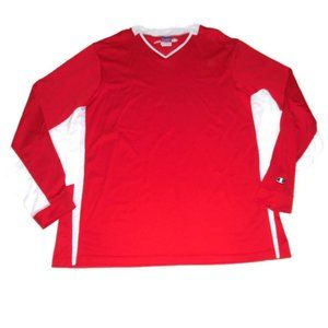 Champion Red White Hockey Jersey Shirt Long Sleeve XXL